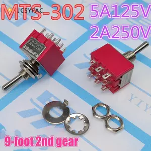 JCSYFAC 1 Chiếc 9Pin Chuyển Đổi Công Tắc Đỏ 2 / 3 Vị Trí ON-ON DPDT Mini Chuyển Đổi Công Tắc 5A / 125V-2A / 250V AC MTS-402 Nút Nhấn Công Tắc Mới