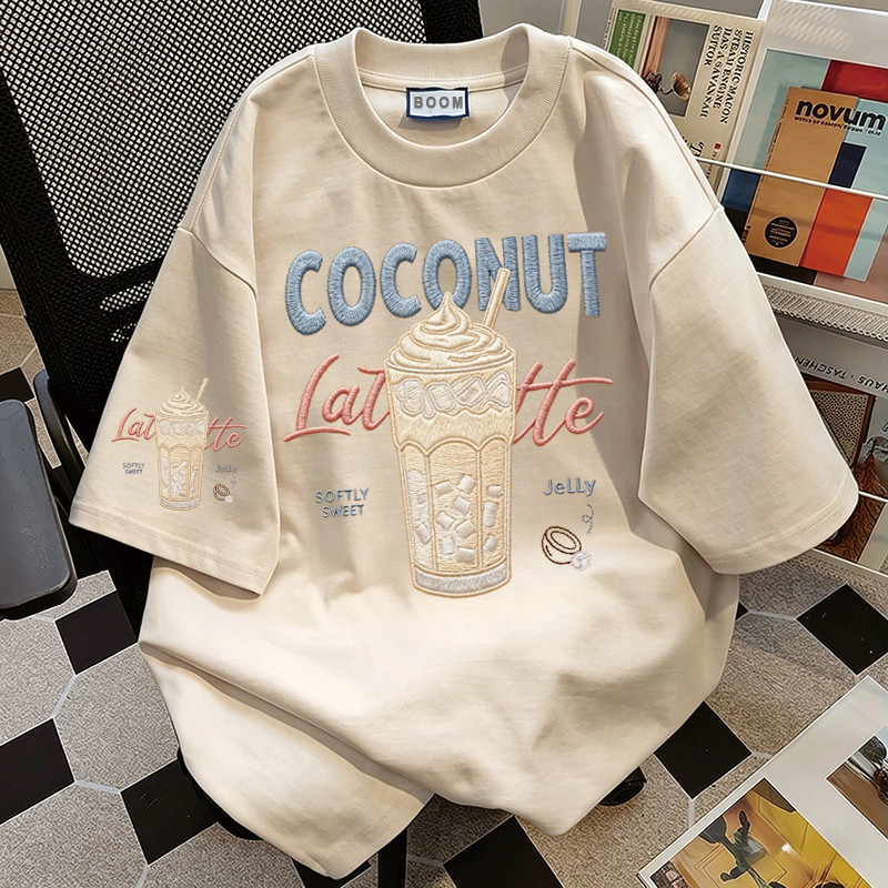 BOOM Áo thun nữ kiểu hàn quốc form rộng tay lỡ cổ tròn cotton Mát-Hè hot trend in cách dễ thương Áo phông form vừaV25