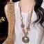 AqToCna Dân Tộc Sle Tròn Nhựa Da Báo Dài Áo Len Dây Xích Nelace Retro Pha Lê Mặt Dây Chuyền Nữ Trang Sức Ne Phụ Kiện AqToCna