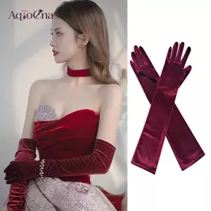 AqToCna 1 Cặp Tiệc Giáng Sinh Cao Quý Phong Cách Nữ Nhung Dài Ăn Tối Găng Tay Găng Tay Lái Xe Ấm Áp AqToCna
