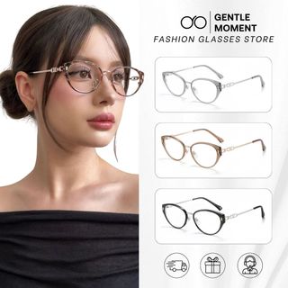 Kính mắt mèo nữ đổi màu GENTLE MOMENT gọng kim loại chống ánh sáng xanh chống tia UV GMK239