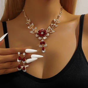 Vòng cổ Bông tai Gói trang sức Kim cương hợp kim cổ điển Thích hợp cho phụ kiện tiệc cưới 26.5.6