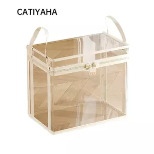 Túi đựng búp bê CATIYAHA, trong suốt có thể nhìn thấy có hộp sắp xếp tay cầm có dây kéo, Búp bê lưu trữ chống bụi có thể xếp chồng lên nhau chống ẩm đa năng