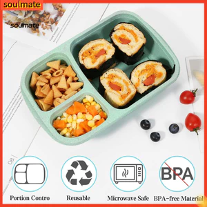 Linh hồn| Hộp đựng đồ ăn nhẹ di động Hộp đựng đồ ăn nhẹ có ngăn 4 ngăn Bộ hộp cơm trưa chia không chứa Bpa – Hộp đựng đồ ăn có thể xếp chồng lên nhau 4 ngăn có nắp có thể tái sử dụng để làm việc