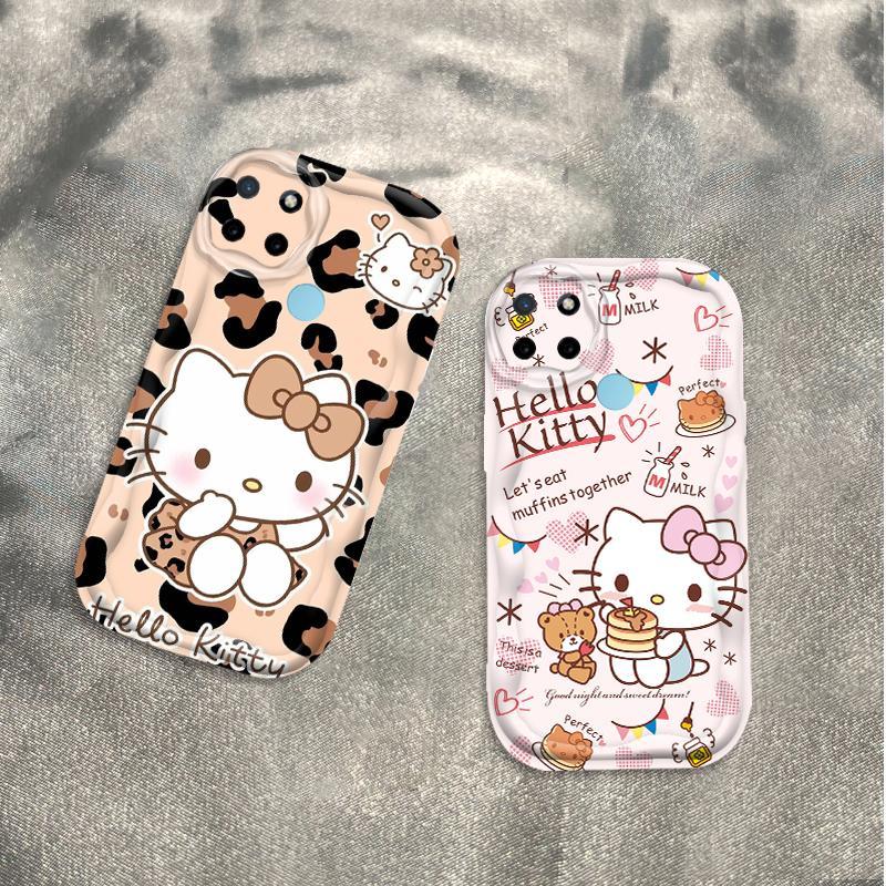 Thích hợp cho Realme C12 C15 C25 C25S C21Y C25Y Narzo 30A Narzo 20 3D Vỏ kem TPU mềm in họa tiết da báo Kitty Vỏ điện thoại chống sốc