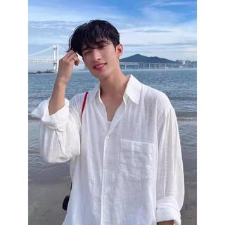 Áo sơ mi pha trộn vải lanh cotton trưởng thành cao cấp phong cách đường phố cổ điển dành cho nam và nữ