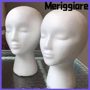 MERIGGIARE Foam Mannequin Nữ Head Model Hairpieces Stand Holder Foam Wig Head