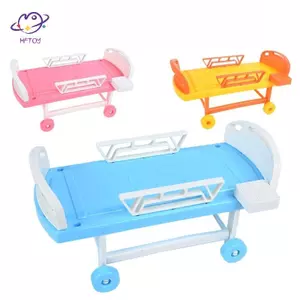 HFTOY 1 Chiếc giường bệnh mô phỏng, phụ kiện chơi bác sĩ y tá nam nữ cho búp bê, đồ chơi trẻ em ~