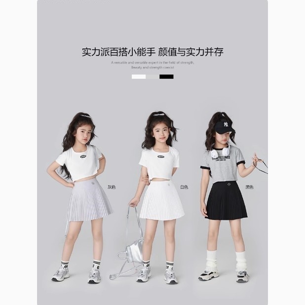 Váy thể thao khô nhanh, váy tennis/cầu lông, váy xếp li ngắn cho bé gái