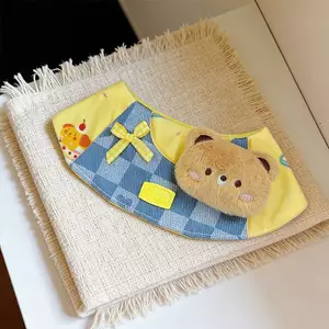 Mới Con Chó Con Mèo Con Nước Bọt Khăn Mèo Dễ Thương Yếm Denim Gấu Hoạt Hình Handmade Phụ Kiện Thú Cưng Bầu Không Khí