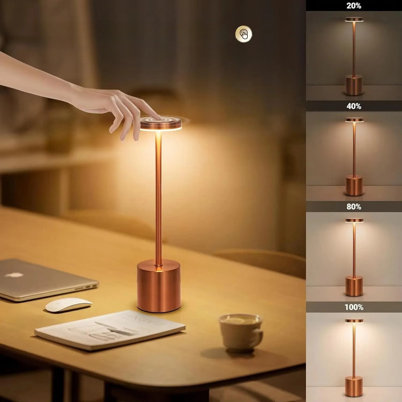 Đèn Bàn Kim Loại 3 Màu LED, Cảm Ứng Chạm Nhẹ, Sạc USB, Thích Hợp Cho Phòng Ký Túc Xá, Quán Bar, Cắm Trại