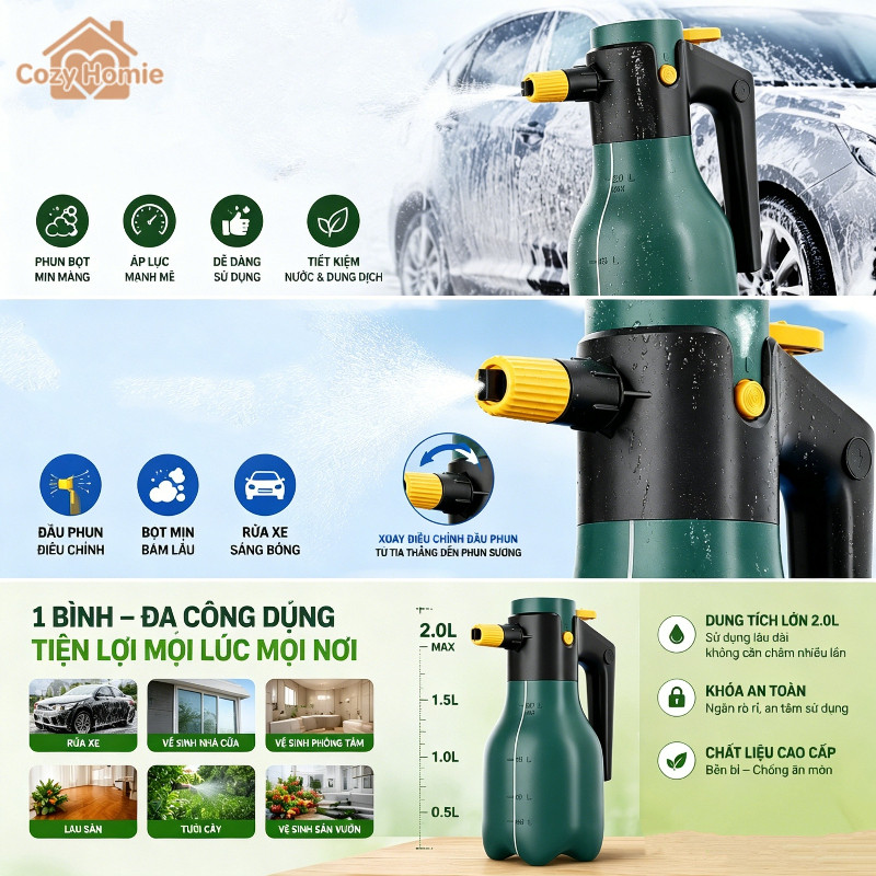 Máy phun bọt rửa xe ,Bọt ô tô chạy bằng pin,Súng phun bọt khí nén, vòi phun thích hợp cho ô tô và sân vườn.