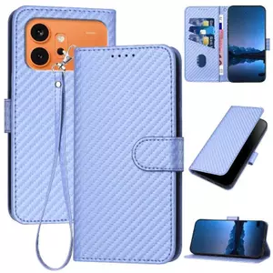 YJD Ốp Lưng Cho Honor 600 Pro Màu Trơn Sợi Carbon Thiết Kế Họa Tiết Thẻ Da Solots Dây Đeo Tay TPU Mềm Chống Rơi Vỏ Điện Thoại
