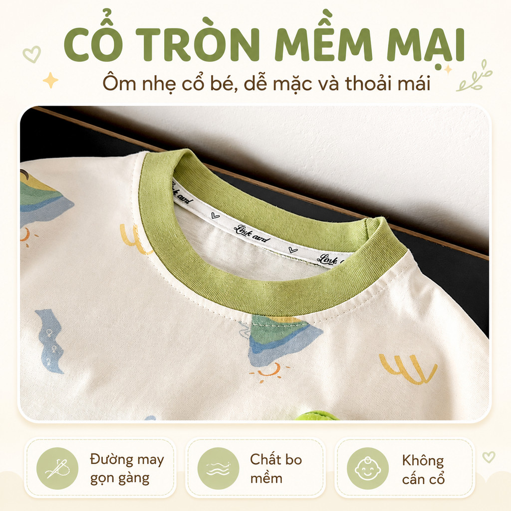 Bộ Bé Trai Đồ Bộ Bé Trai Áo Thun Quần Short Cotton Mềm Mát Họa Tiết Khủng Long Breeze Nuggap