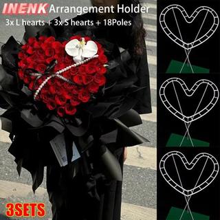 INENK Giá đỡ bó hoa 3 BỘ, Đế cắm hoa lắp ráp dễ dàng bằng nhựa, Dụng cụ đóng gói hoa hình trái tim DIY bền bỉ