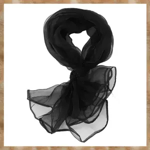 Khăn quàng cổ voan vuông trơn thời trang đáng yêu 70 cm x 70cm (Đen)