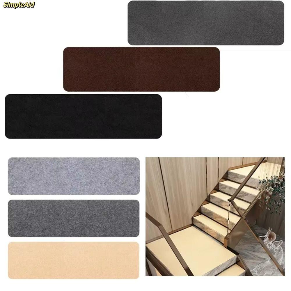 [Vận chuyển nhanh] Thảm trải sàn cầu thang SIMPLEAID, Thảm cầu thang chống trượt 76X20cm, Thảm cửa sọc mềm an toàn tự dính Trang trí nội thất