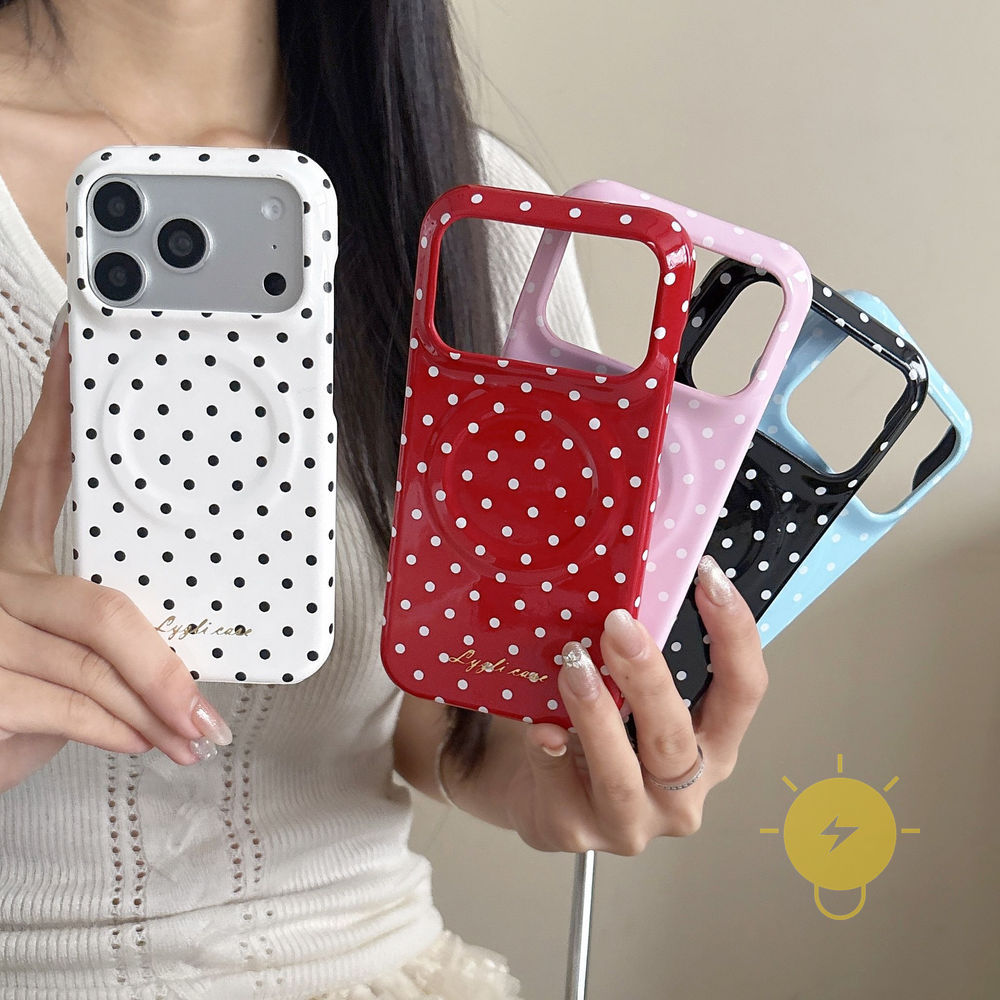 Phone Case For iPhone 17 Pro Max 16 15 14 13 TPU Magnetic Polka Dot Polka Dot Aesthetic Korean Cute
