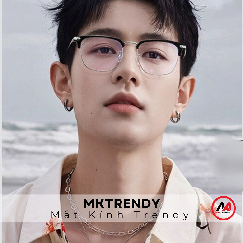 Kính đổi màu gọng kim loại MKTRENDY thời trang nam nữ chống ánh sáng xanh chống tia UV X19