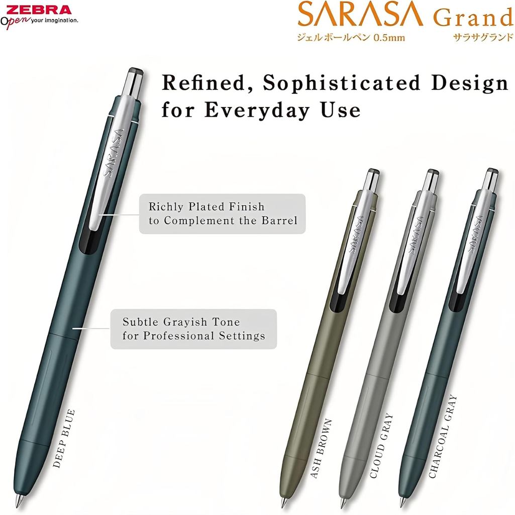 Zebra SARASA GRAND But Gel/0.3+0.5mm/Muc Vintage 21 Mau/Than Nhom/Hang Chinh Hang Nhat Ban
