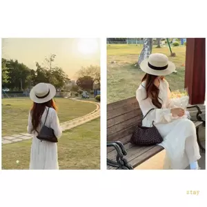 Ở lại Túi đeo vai PU dệt tay Hàn Quốc Ví nách có túi dây rút có thể tháo rời