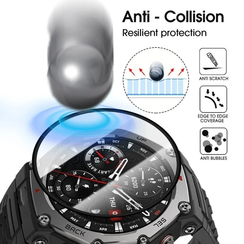 2-10 Chiếc Đồng Hồ Bảo Vệ Màn Hình Cho Amazfit Falcon Balance 2 Active 2 Zepp E Square Max Circle Black Edge Glass Film Cho Amazfit Watch 3 T-Rex 3 2 Cheetah Pro HD Kính Cường Lực Phim