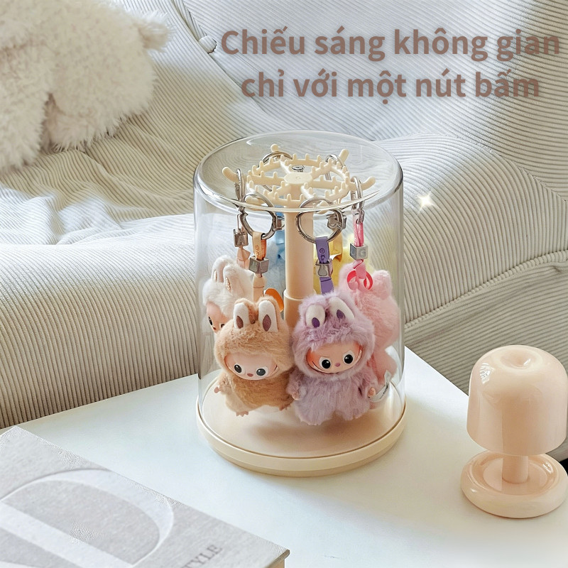Hộp Đựng Móc Khóa Thú Nhồi Bông Trong Suốt – Xoay 360°, Chống Bụi, Bảo Quản Mô Hình Hiệu Quả