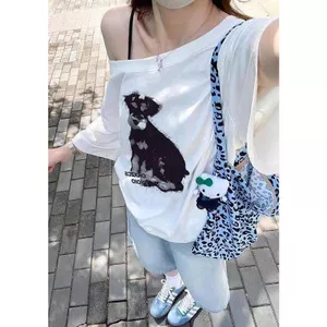 Áo thun ngắn tay phong cách dễ thương Puppy In, ưu đãi mùa hè