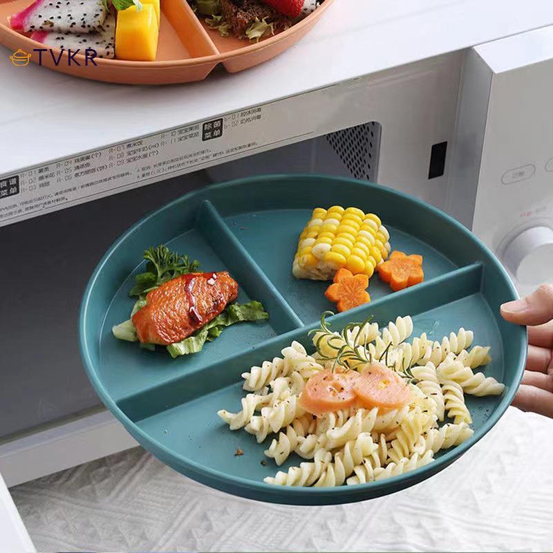 TVKR Ba Lưới Phía Tây Đĩa Cho Thực Phẩm Trái Cây Salad Chia Đĩa Rơm Lúa Mì Chế Độ Ăn Đĩa Ăn Khay Thực Phẩm Nhà Bếp Đồ Ăn OIK