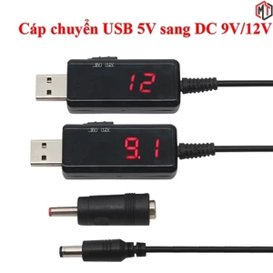 CP99 - Cáp chuyển đổi USB 5V sang DC 9V hoặc 12V 10W Dùng cho moderm , router wifi có Led hiển thị điện áp