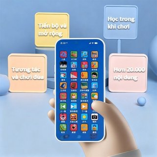 Đồ chơi điện thoại học tập cho trẻ em Việt Nam Bài hát ABC Âm thanh động vật Đèn LED Loại C Sạc nhạc