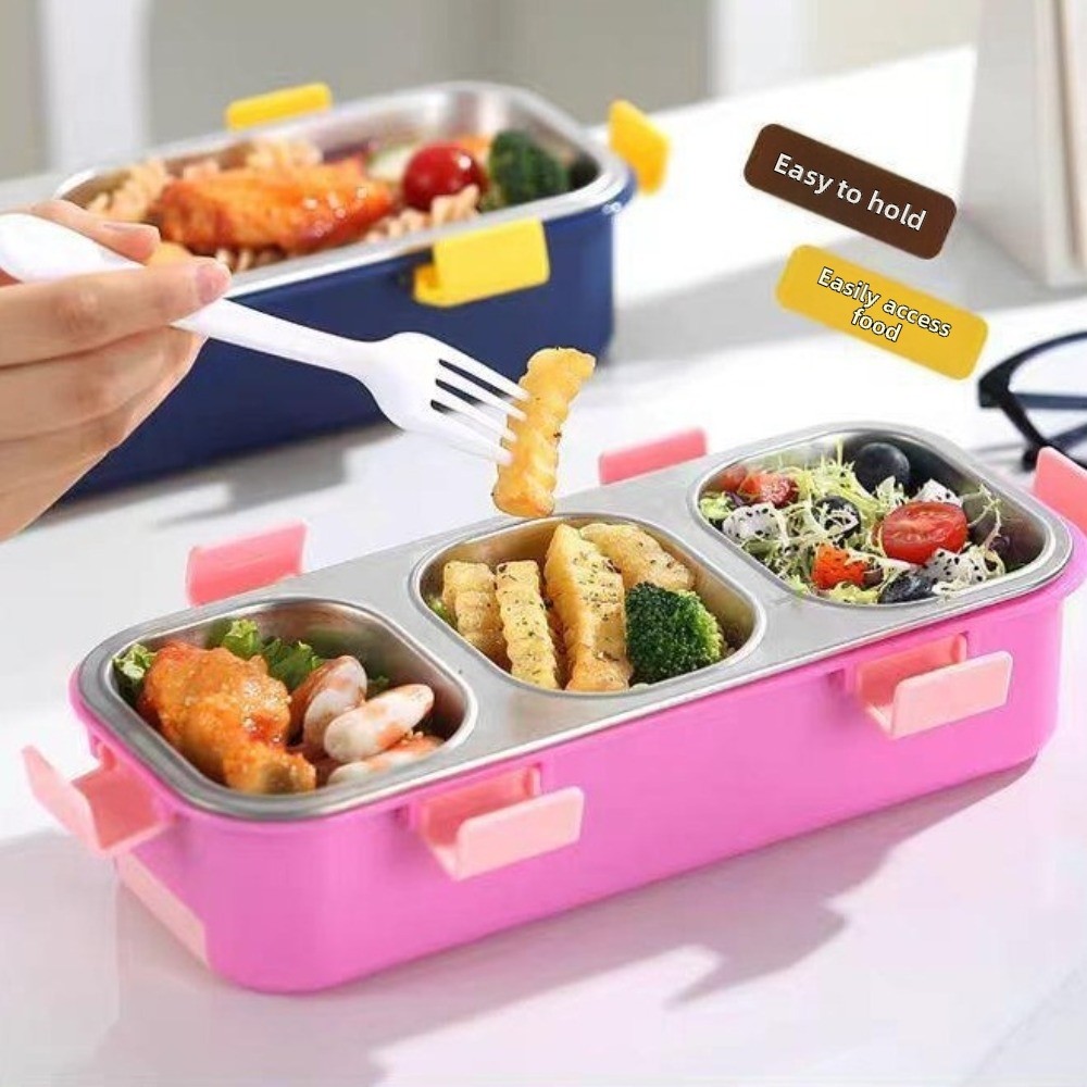 Hộp cơm trưa bằng thép không gỉ JVSUB, Hộp cơm trưa giữ nhiệt nắp kín thiết kế chống rò rỉ, Hộp đựng thức ăn cách nhiệt chân không hình chữ nhật cho nhân viên văn phòng