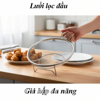 Khay lưới thép không gỉ 304 Giá thoát dầu Vòng sâu Dụng cụ lọc thực phẩm Chiên hấp nướng