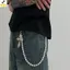 <YEI>Accessorize Phong Cách Punk: Mặt Dây Chuyền Giả Ngọc Trai, Quần jean Thắt Lưng và Ví Dây Xích Cho Nam