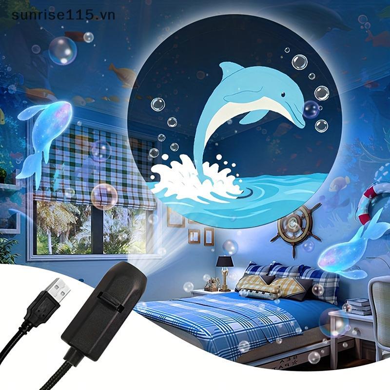 Đèn chiếu LED USB SRVN Máy chiếu cuộc sống đại dương xoay 360 độ Đèn ngủ phòng ngủ sáng tạo dành cho trẻ em Quà tặng.