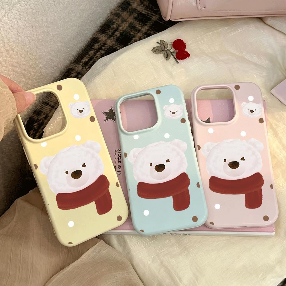 Red Scarf Flock Cub cho trường hợp iPhone 17pro iPhone 16/15/14pro Jelly Case