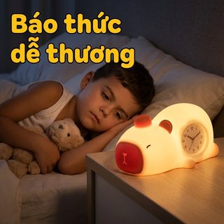 Capybara Đồng Hồ Báo Thức Đèn Để Bàn Đèn Ngủ LED Silicone Trang Trí Bàn Làm Việc Quà Tặng Sinh Nhật Phòng Ngủ