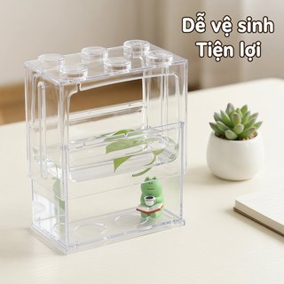 Mini Nhựa Cá Để Bàn Bể Cá ABS Chất Liệu Đèn LED Nhỏ Thú Cưng Trang Trí Nhà