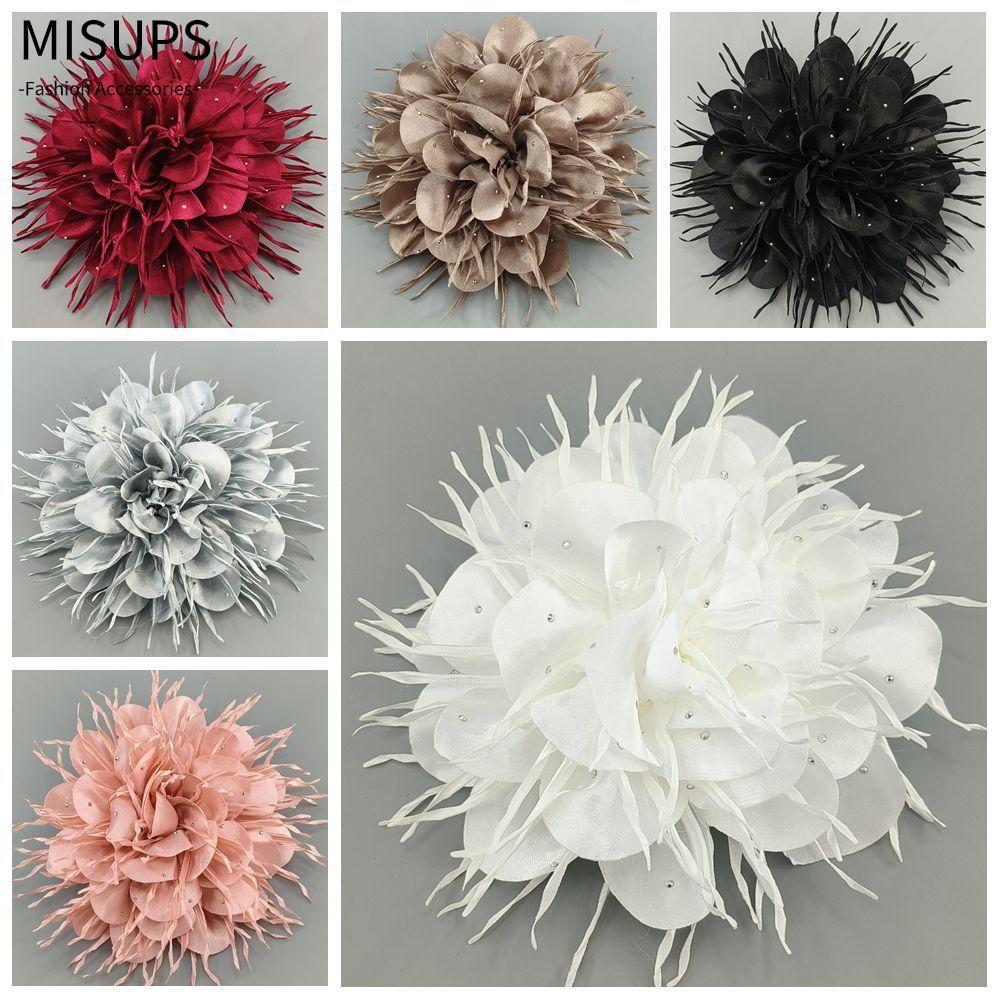 MISUBS Trâm cài hoa lớn 16cm màu trơn, phù hợp áo len và áo khoác Jacket, phụ kiện trang trí tiệc cưới
