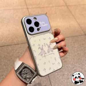 Ốp Điện Thoại Hoa Tím Thanh Lịch Cho Realme N65 N63 N61 N55 N53 Note 80 70 70T 60 60X 50 Q5 Q5i Q3 Q3i Q2 5G 4G Da PU Hoạt Hình Dễ Thương Thỏ 3D Vỏ Mềm