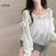 Áo len mỏng vai trần tay rời style Hàn Quốc cho nữ, phù hợp mặc hàng ngày