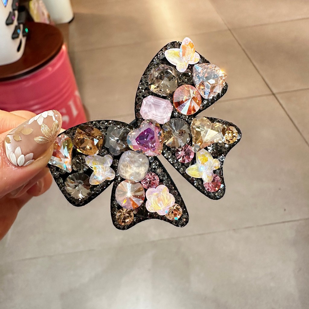 Dongdaemun Sản Phẩm Mới Nơ Kim Cương Giả Bên Kẹp ins Ánh Sáng Sang Trọng Phá Tóc Nổ Tóc Gãy BB Kẹp Nữ TDMW