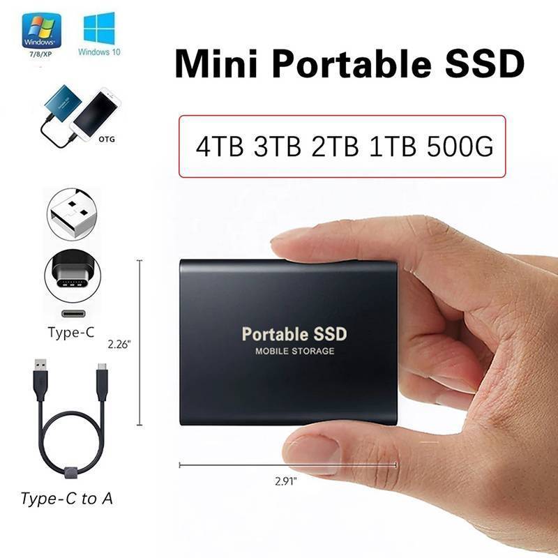 E-WOITD 4TB / 2TB / 1TBGB Đĩa cứng di động Loại C USB3.1 SSD di động Ổ cứng thể rắn E-WOITD