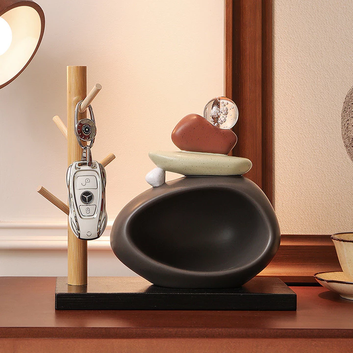 Móc Khóa Treo Khóa Và Khay Đựng Đồ Decor Phong Thủy Nhựa Giả Gỗ Cao Cấp Sang Trọng Quà Tặng Tân Gia đồ trang trí để bàn decor phòng khách đồ trang trí phòng khách decor bàn làm việc thuỷ đồ nhà bắc âu