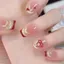 Nơ trái tim mắt mèo|Handmade Pháp cao cấp|Đeo móng tay|Handmade hình bầu dục màu trắng|Miếng dán móng tay Thành phẩm