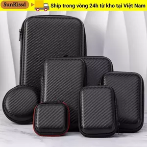 Hộp lưu trữ phụ kiện kỹ thuật số SUNKISSD, Túi đựng tai nghe EVA chống sốc, Bộ sạc đa năng chống mài mòn di động