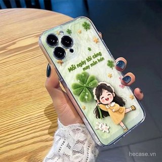 Ốp Điện Thoại Nghệ Thuật Trong Suốt Họa Tiết Bé Gái Thích Hợp Cho iPhone 14promax 13promax 12promax 14 13 12 11 pro max 15 16 17 promax xr xs 16pro 15pro Ốp Silicon Chống Sốc