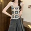 Áo kiểu móc EBINLANDS, Dây đeo áo Vest rỗng Dopamine dệt kim, Áo kiểu Bohemian đầy màu sắc phong cách ngày lễ phong cách hoa không tay hàng đầu dành cho nữ