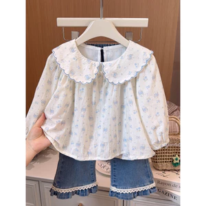 Bé Gái Quần Áo Mùa Thu Cotton Nguyên Chất Áo Sơ Mi Dài Tay Áo Sơ Mi Mặc Ngoài Bé Gái Hoạt Hình Thời Trang In Hình Áo Trẻ Em Lót