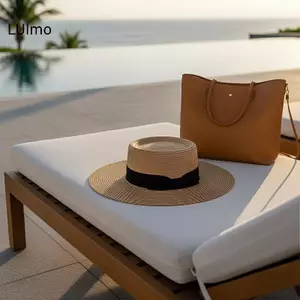 LUImo Nữ Pháp Flat Top Mũ Rơm Vành Rộng Mùa Hè Mũ Chống Nắng Du Lịch Đi Biển Phong Cách Thời Trang SBS